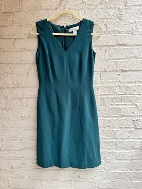 Casual Corner Teal Sleeveless V-Neck Sheath Dress